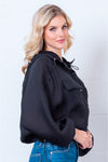 Sheer Black Hooded Drawstring Windbreaker Jacket