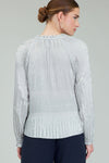 RUFFLED SPLIT NECK PLEATED BLOUSE
