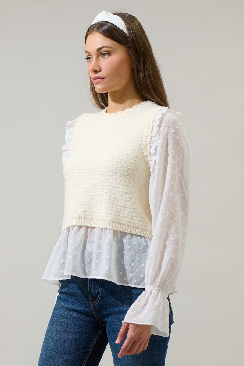 Ruffle Sweater Vest Top