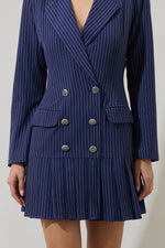 Striped Pleated Blazer Mini Dress