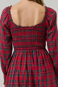 Plaid Smocked Mini Dress