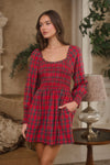 Plaid Smocked Mini Dress