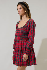 Plaid Smocked Mini Dress