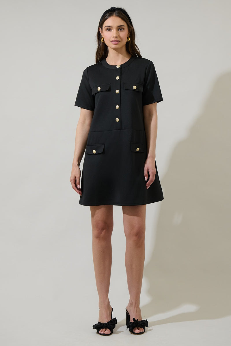 Button Shift Mini Dress