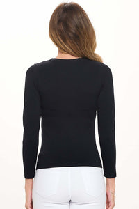 Black Seamless Long Sleeve Crew Neck Fitted Top