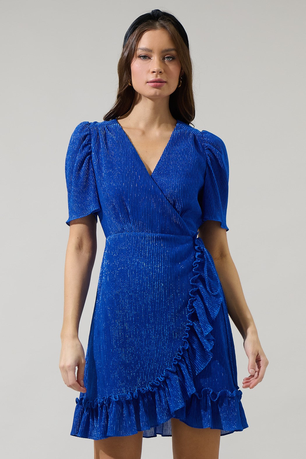 Shimmer Wrap Mini Dress – Amanda Jean NYC