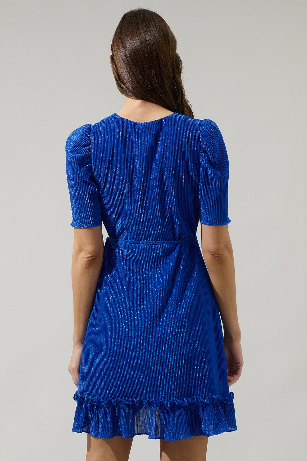 Shimmer Wrap Mini Dress – Amanda Jean NYC