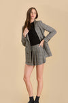 PLAID LONG SLEEVE FRONT BUTTON BLAZER