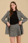 PLAID LONG SLEEVE FRONT BUTTON BLAZER