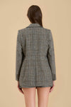 PLAID LONG SLEEVE FRONT BUTTON BLAZER
