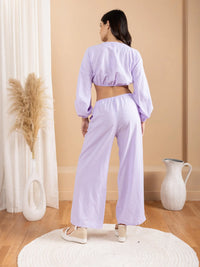 Purple Wide Leg Drawstring Lounge Pants