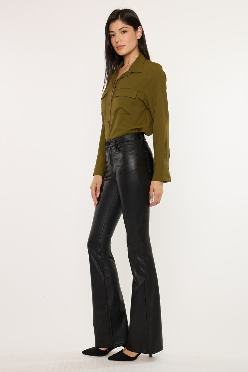 High-Waisted Leather Flare Pants