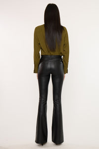 High-Waisted Leather Flare Pants
