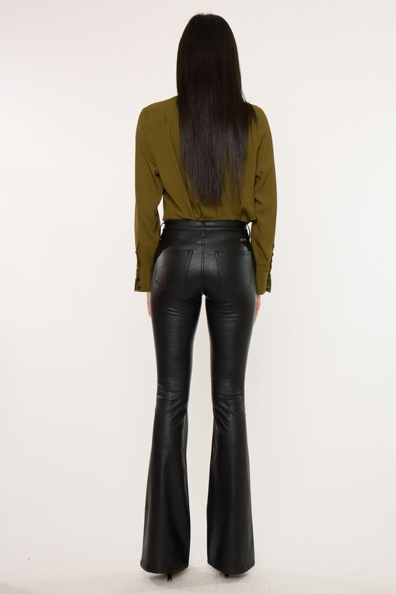 High-Waisted Leather Flare Pants