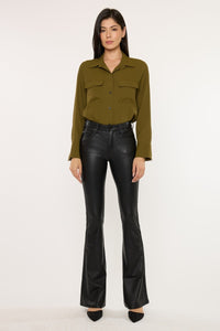 High-Waisted Leather Flare Pants