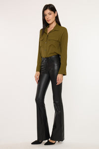 High-Waisted Leather Flare Pants