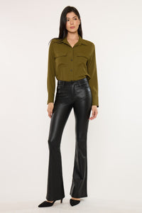 High-Waisted Leather Flare Pants