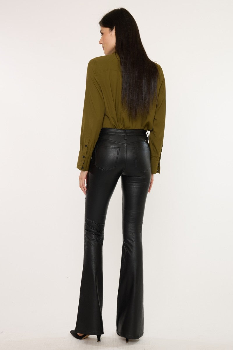 High-Waisted Leather Flare Pants