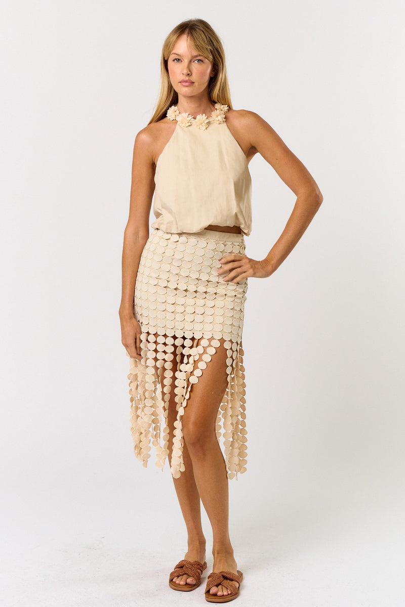 SKIRT WITH ROUND TASSELS