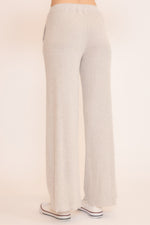 BRUSHED RIB LETTUCE WIDE LEG PANT WITH POCKETS