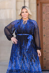 PLUS Print Chiffon Maxi Dress
