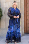 PLUS Print Chiffon Maxi Dress