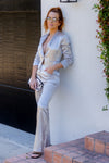 Satin Crop Blazer Silver