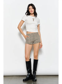 Martini Embroidered White Fitted Beaded Tee