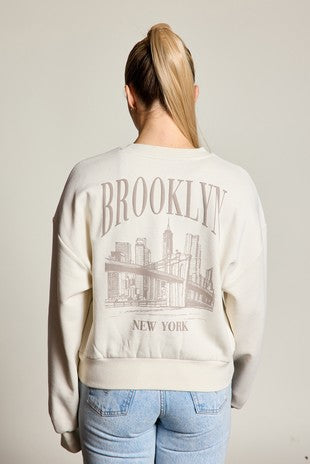 BROOKLYN BRIDGE PUFF PRINT GRAPHIC FLEECE