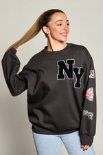 NY BASEBALL PUFF PRINT PATCH FLEECE