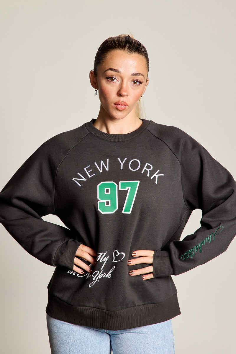 NEW YORK EMBROIDERY AND PUFF PRINT SWEATSHIRT