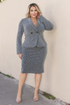 Plus Size Lurex Knit Long Sleeve Double Breasted Blazer