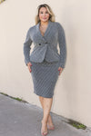 Plus Size Lurex Knit Long Sleeve Double Breasted Blazer