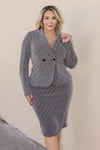Plus Size Lurex Knit Long Sleeve Double Breasted Blazer