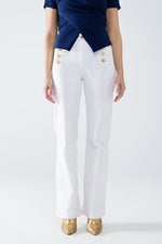 STRAIGHT MARINE STYLE JEANS WITH GOLDEN BUTTONS DETAILS WHITE