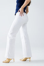 STRAIGHT MARINE STYLE JEANS WITH GOLDEN BUTTONS DETAILS WHITE