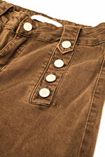 STRAIGHT MARINE STYLE JEANS WITH GOLDEN BUTTONS DETAILS BROWN