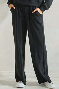 High-Waisted Wide Leg Lounge Pants with Elastic Waist and Pockets