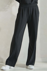 High-Waisted Wide Leg Lounge Pants with Elastic Waist and Pockets