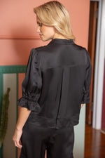 Zip-up Front Pocket Satin Jacket