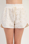 White High-Waisted Lace Shorts with Smocked Waist