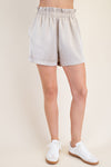 Satin High-Waisted Relaxed Shorts – Nude