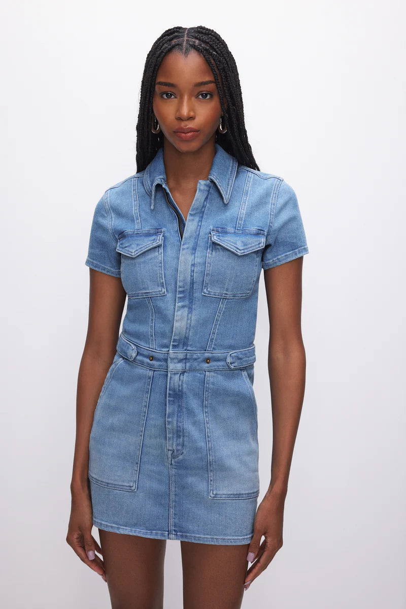 FIT FOR SUCCESS DENIM MINI DRESS