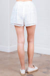 White Sheer Embroidered High-Waisted Shorts