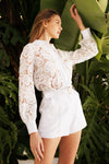 White High-Waisted Belted Tailored Shorts
