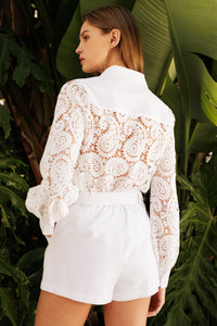 White High-Waisted Belted Tailored Shorts