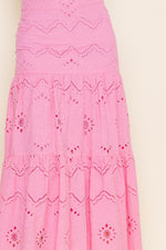 EMBROIDERED PATTERN BACK ZIP MAXI SKIRT