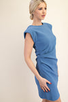 Ruched Fitted Dress Blue