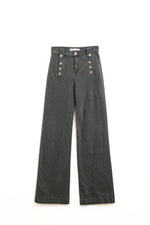 STRAIGHT MARINE STYLE JEANS WITH GOLDEN BUTTONS DETAILS GRAY