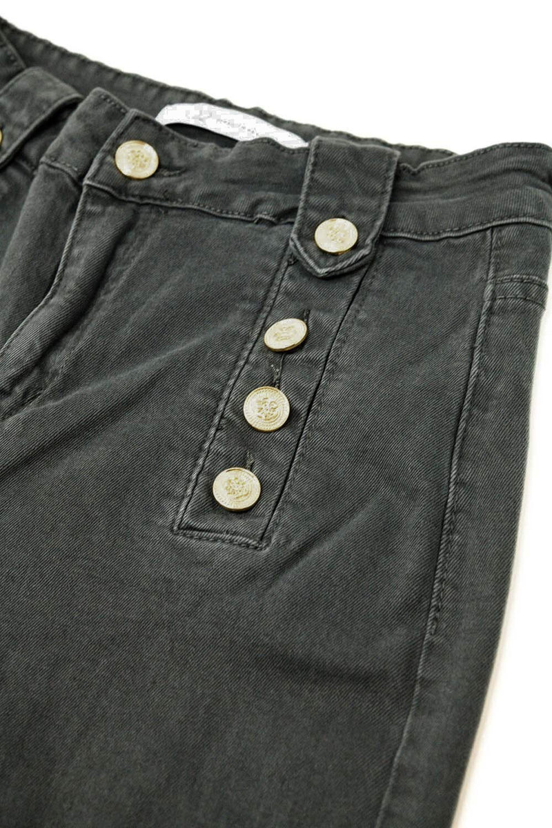 STRAIGHT MARINE STYLE JEANS WITH GOLDEN BUTTONS DETAILS GRAY